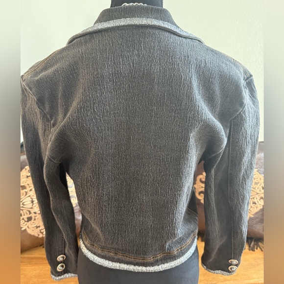 U•S•S•A Vintage Black Washed and Silver Metallic Trimmed Jacket Size Small - Picture 4 of 6